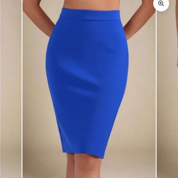 Amanda & Chelsea Vibrant Blue Pencil Skirt - Picture 2 of 9